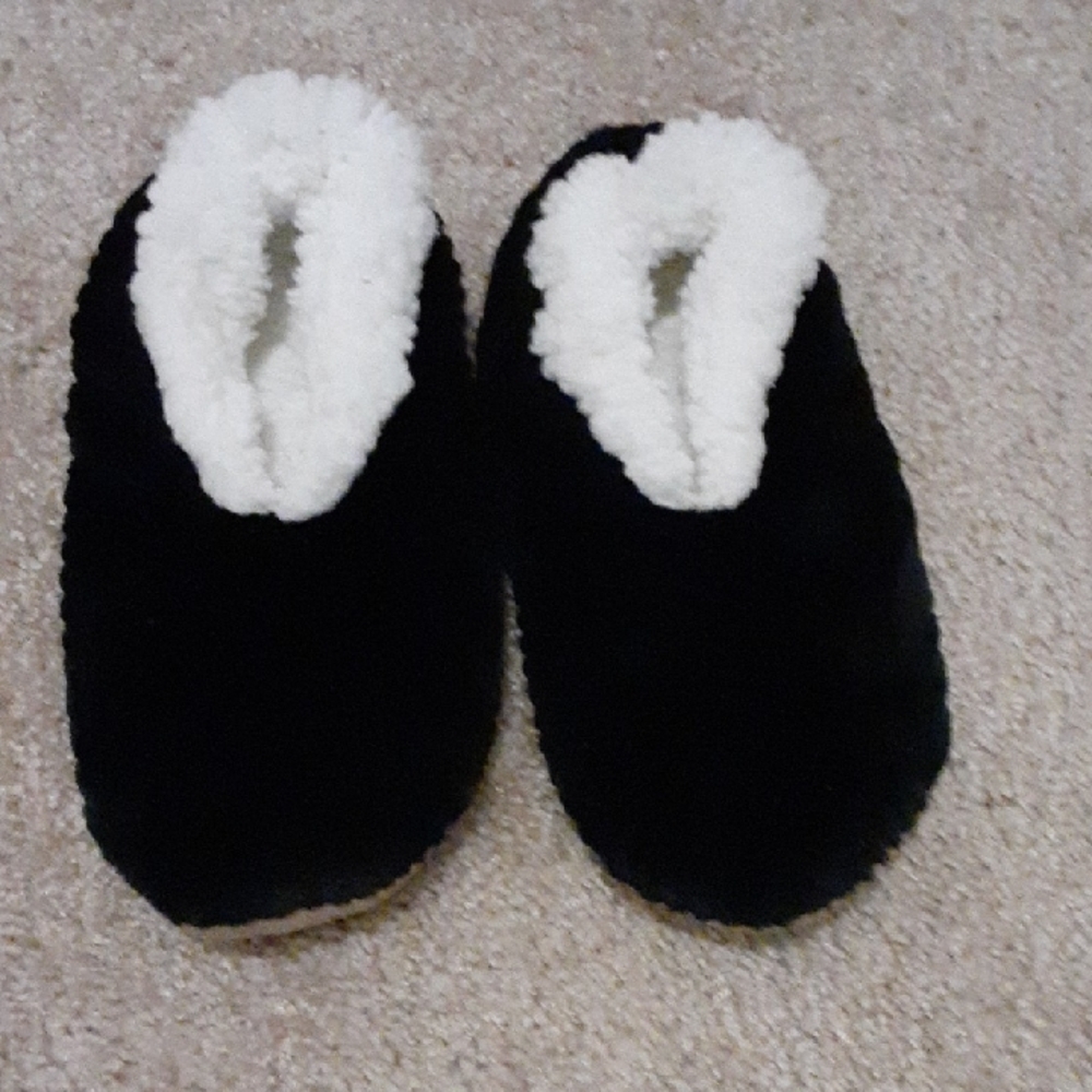 Plush Black and White Slippers